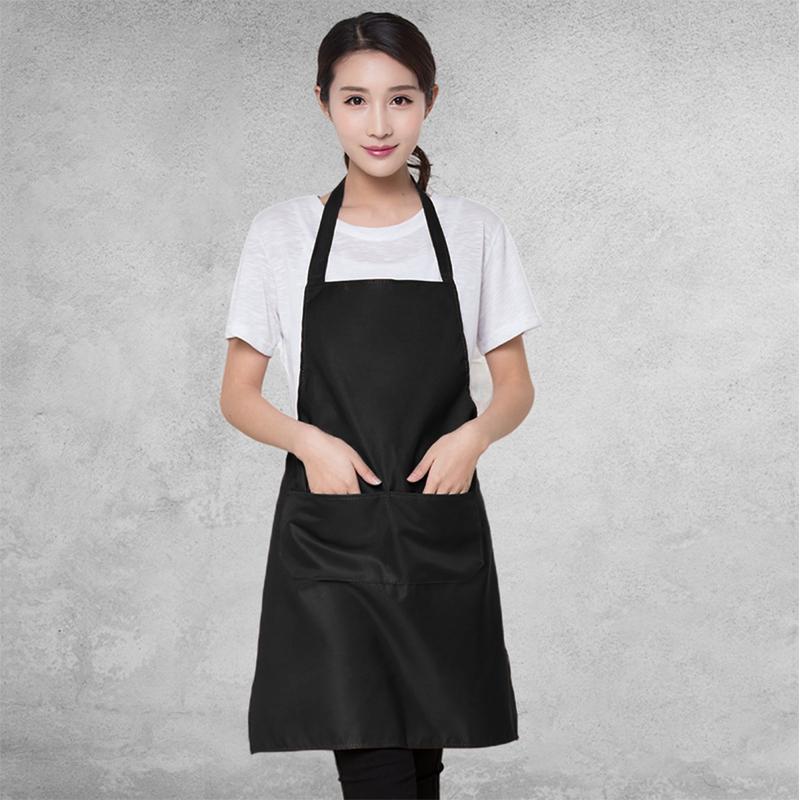 Jednobarevná zástěra pro dospělé do kuchyně a restaurace Zástěra s kapsami