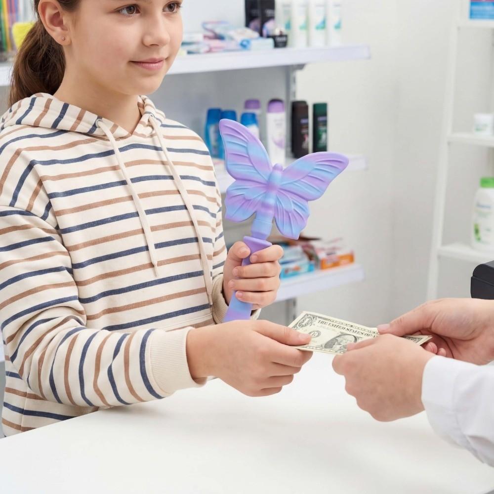 Odnímatelný 3D tištěný kouzelný hůlka Tap to Pay Přenosný držák na kouzelnou hůlku ve tvaru motýla Dárek pro dívky