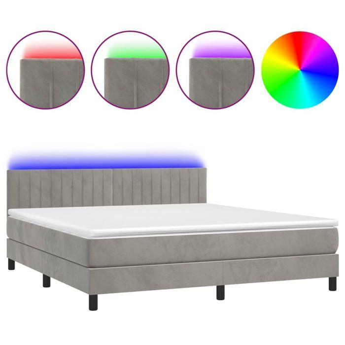 VidaXL Sommier à Lattes de Lit avec Matelas et LED, Lit Rembourré, Lit Double, Lit Adulte de Chambre à Coucher Intérieur, 3134537