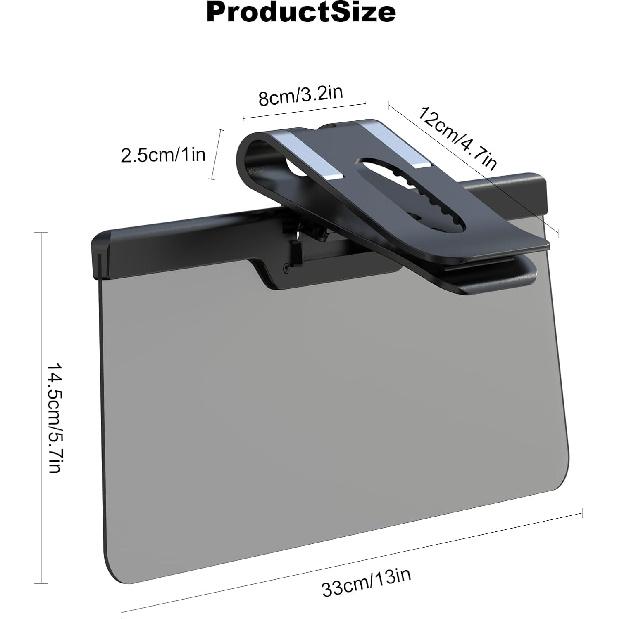Sun Visor Extender For Car, Enhanced UV400 Anti-Glare, Adjustable Mount With PC Lens, Universal Car Anti-UV Polarized Sun Visor Extender Attachment,