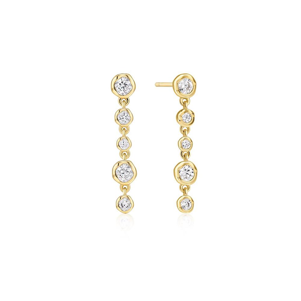 Ania Haie Gold Molten Cascade Bezel Setting 925 Silver Drop Stud Earrings E074-06G