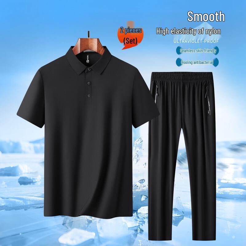 SHANSHAN Men s Ice Silk Summer Sport Set 4XL чёрный