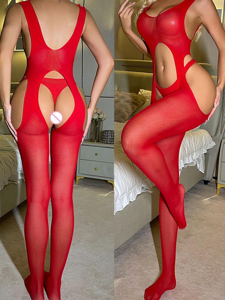 Hot Sexy Open Crotch Fishnet Bodystockings Women Sexy Lingerie Porn Garters Bodysuit Lace Bodycon Underwear Erotic Secret Set