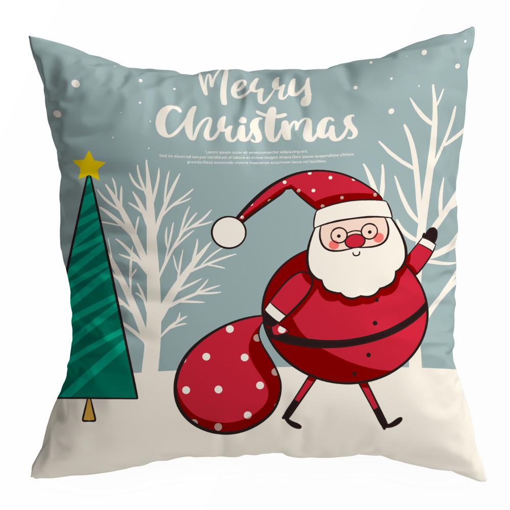 Christmas Pillowcase Cartoon Santa Claus Home Sofa Car Cushion Printed Pillowcase