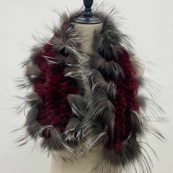 Women Stylish Warm Scarf Natural Fluffy Fox Fur Shawls Winter Female Fashion Knitted Rabbit Fur Scarves 90x10cm