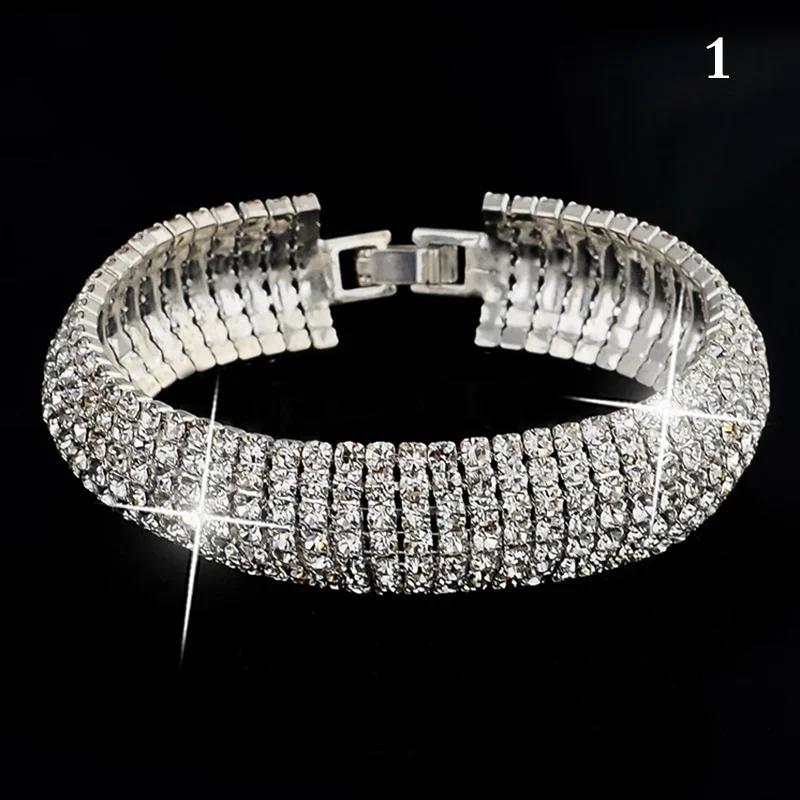 Women Summer Fashion Charm Crystal Rhinestone Cuff Bracelet Bangle Jewelry Gift Hot Sale Accessories Creative Birthday Gifts