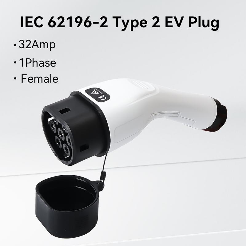32A Type 2 EV Charger Plug 1Phase 7KW IEC 62196 Socket Electric Car Charging Gun Head Copper Alloy Silver Plating IP55