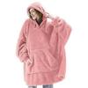 Women Warm Hooded Outerwear Solid Elegant Soft Double Fleece Jacket Unisex Pocket Pullover Long Hoodies Home Wear