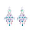 Fashion Light Luxury Color Zircon Fan-Shaped Fringed Earrings Dress Long Silver Needle Dinner Party Earrings Accessories