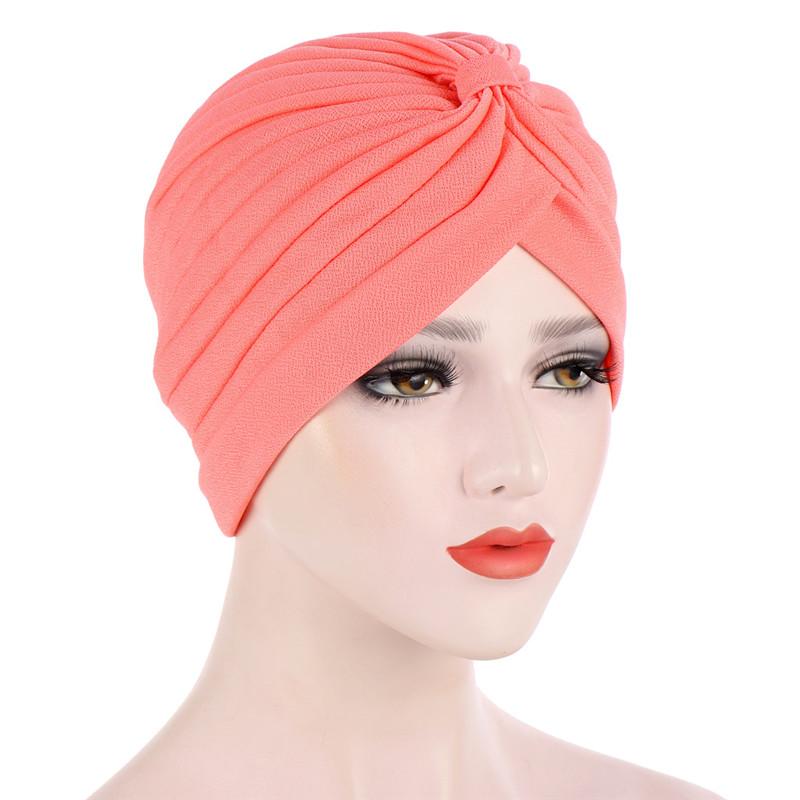 Cotton Solid Folds Pearl Muslim Turban Scarf  Women Islamic Inner Hijab Caps Arab Wrap Head  Femme Musulman Turbante Mujer