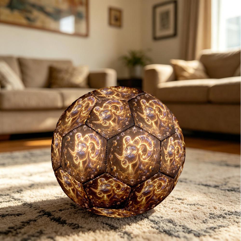 1pc Golden Ram Zodiac Theme Soccer Ball Football, Size 5, Lightweight PVC, Durable Outdoor Training Soccer Ball, Gift m61467