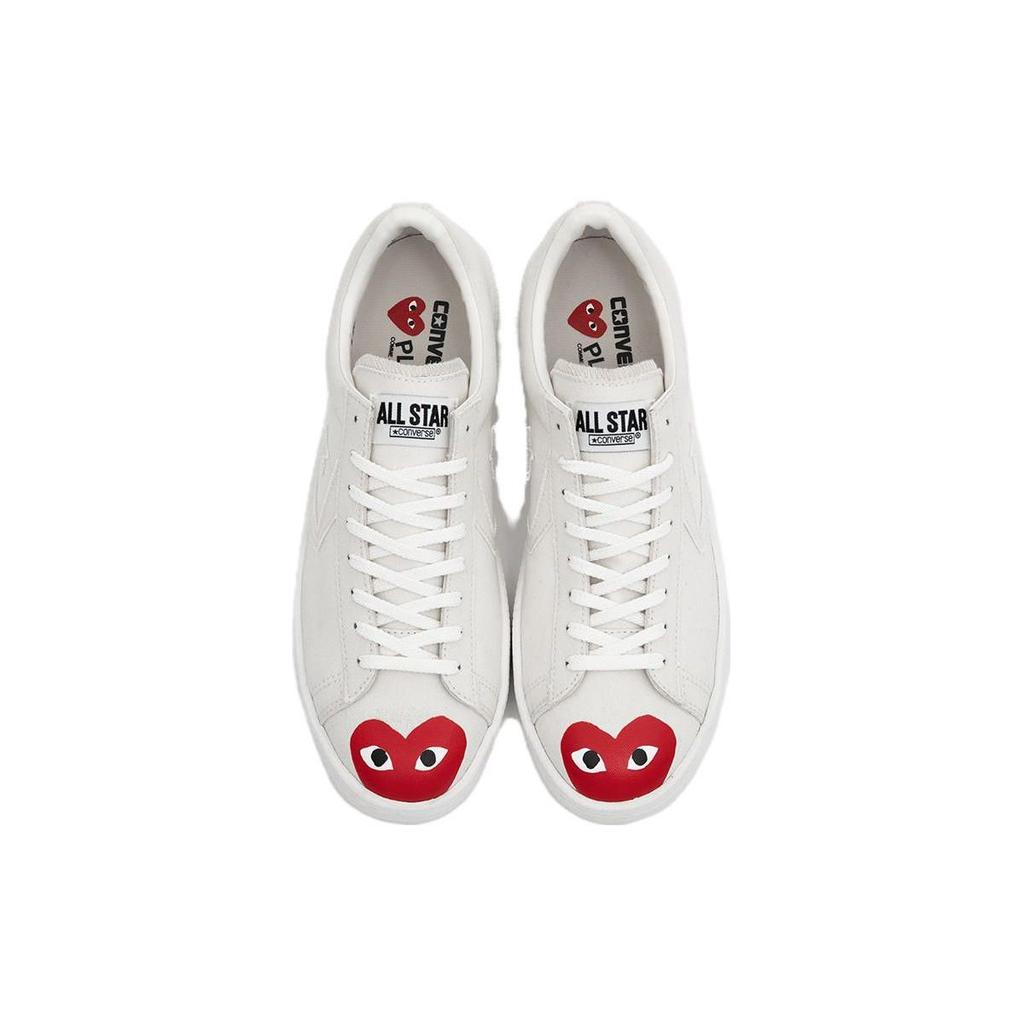 Comme Des Garçons Play X Converse Pro Leather Durable Breathable Low-Top Skate Shoes Unisex Sneakers White Red 34201320
