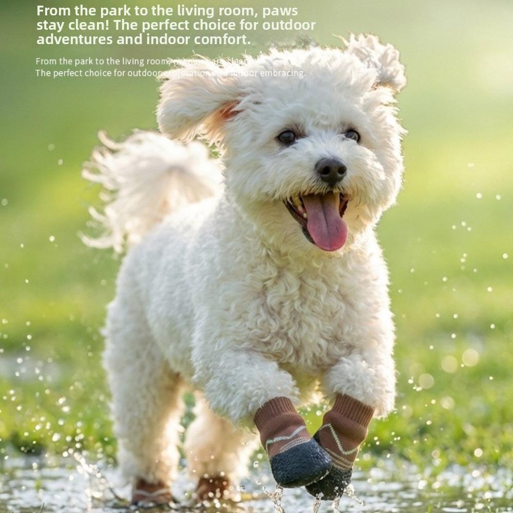 4 Pezzi Scarpe Antiscivolo Impermeabili per Cani Copripiedi Traspiranti Regolabili Anti-Sporco Resistenti all'Usura Calzini per Pavimenti per Animali Domestici