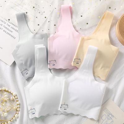 Girl Development Period Bra with Wide Elastic Straps Seamless Breast Support And Coverage No Steel Rings Natural