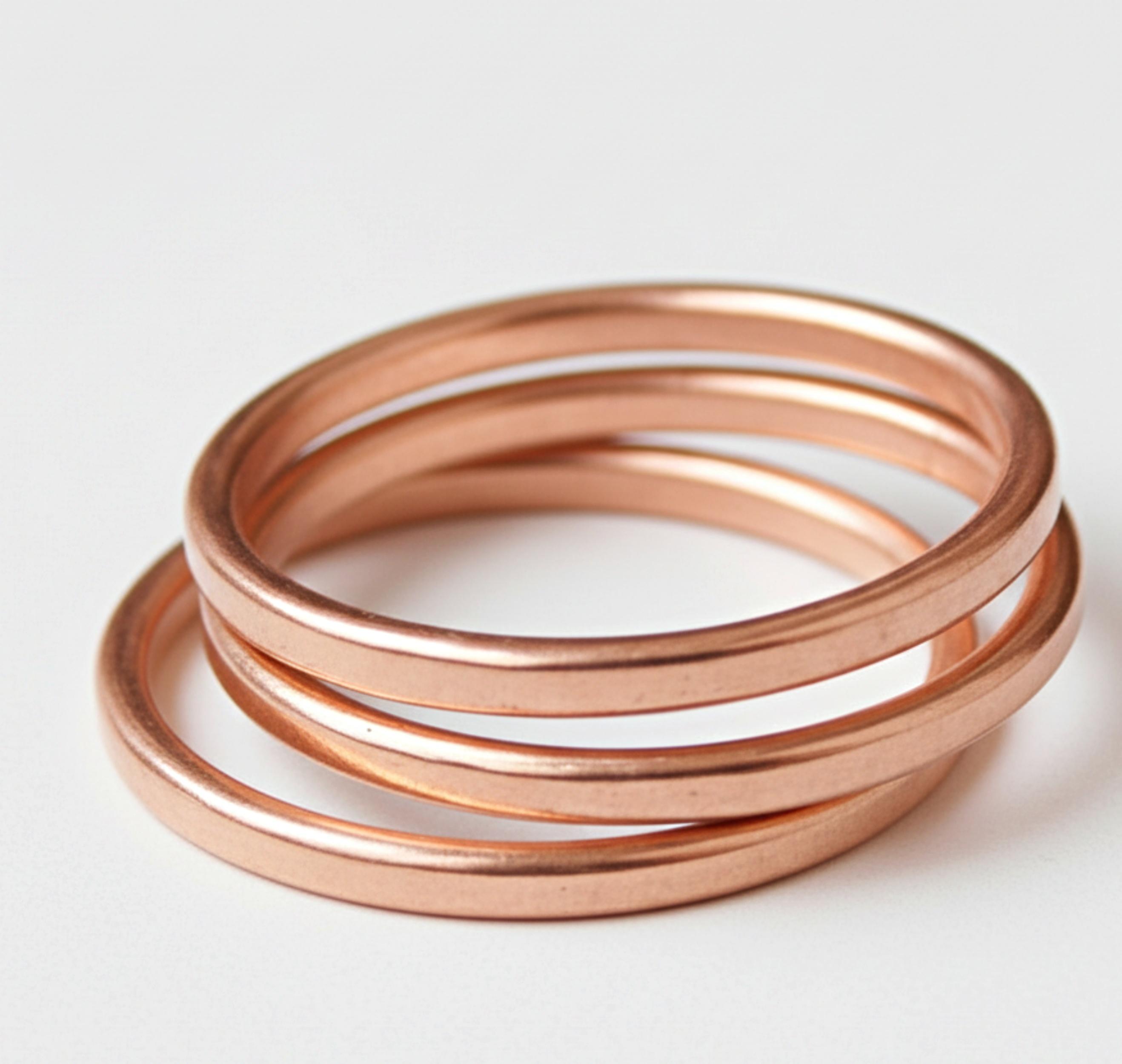 

Набор из 3 колец из чистой меди, Минималистичные гладкие тонкие кольца, Простые на каждый день 5 медный