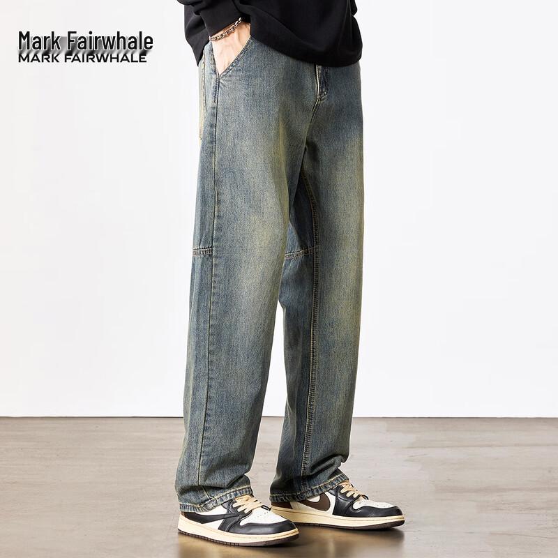 Mark Fairwhale Men's Retro Washed Loose Straight Jeans