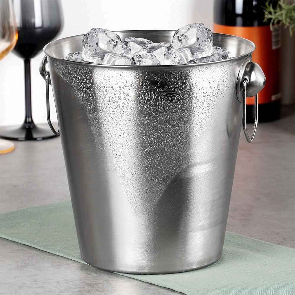Large Ice Bucket for Ice Bottles of Champagne, Wine, Alcohol, Vodka, Steel
