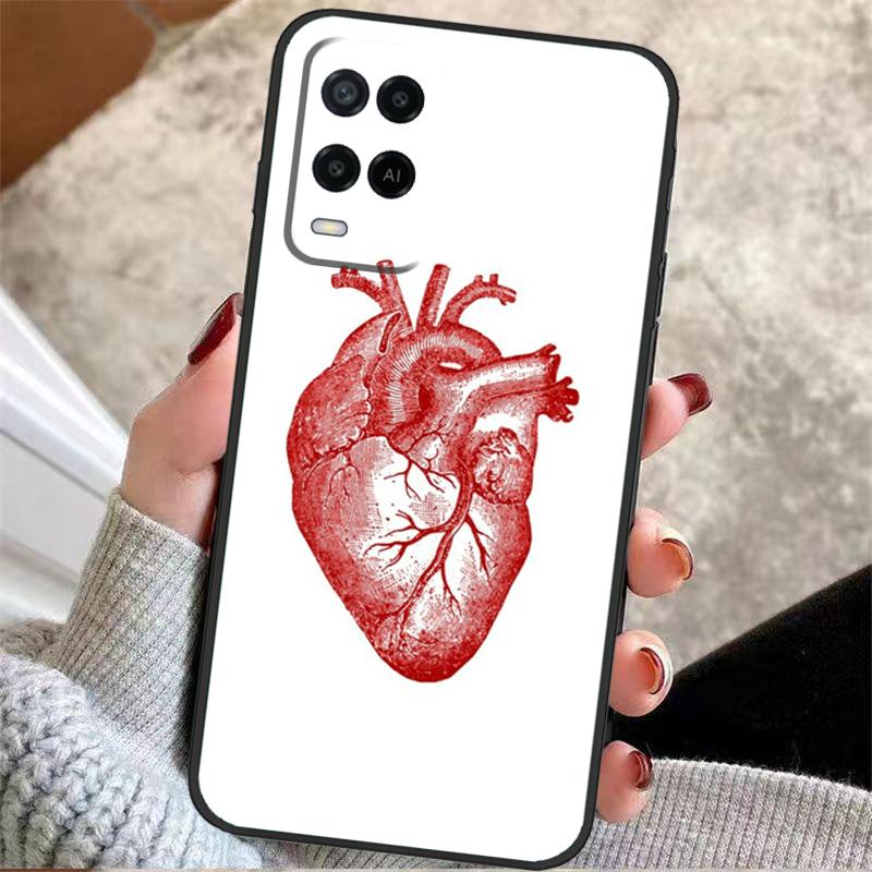 Human Heart Anatomy Case For OPPO A72 A52 A54S A57S A17 A77 A74 A94 A5 A9 A53 A15 A16 A76 A96 A18 A58 A78 A98