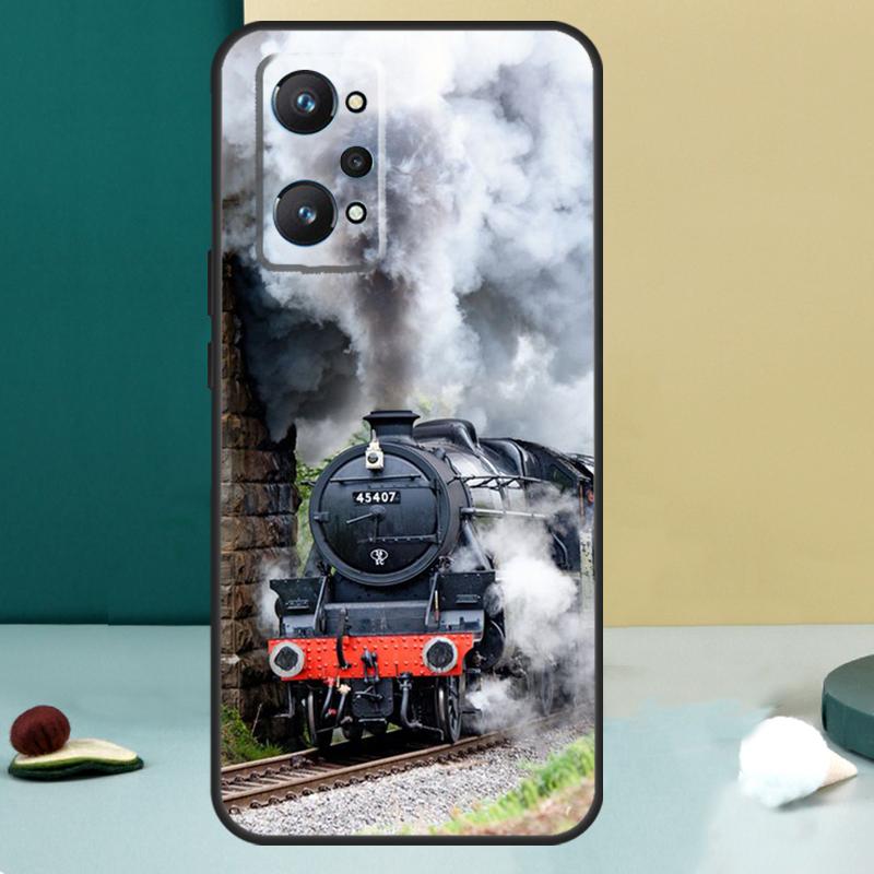 Vintage Steam Train Railway For Realme 14 13 Pro Plus 10 11 12 GT 5 6 6T GT7 Pro C61 C55 C53 C51 C21Y C25S C75 C67 Case