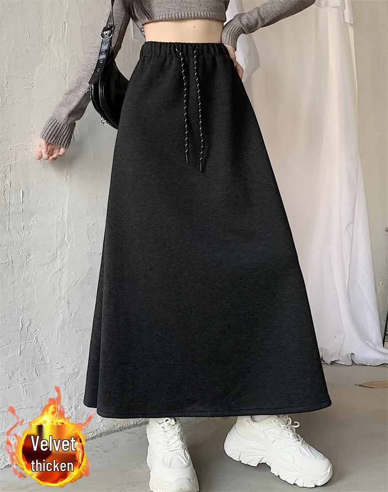 Середньодовга спідниця в клітинку з флісовою підкладкою - Зимова колекція 2025: Універсальна спідниця в стилі молочного чаю