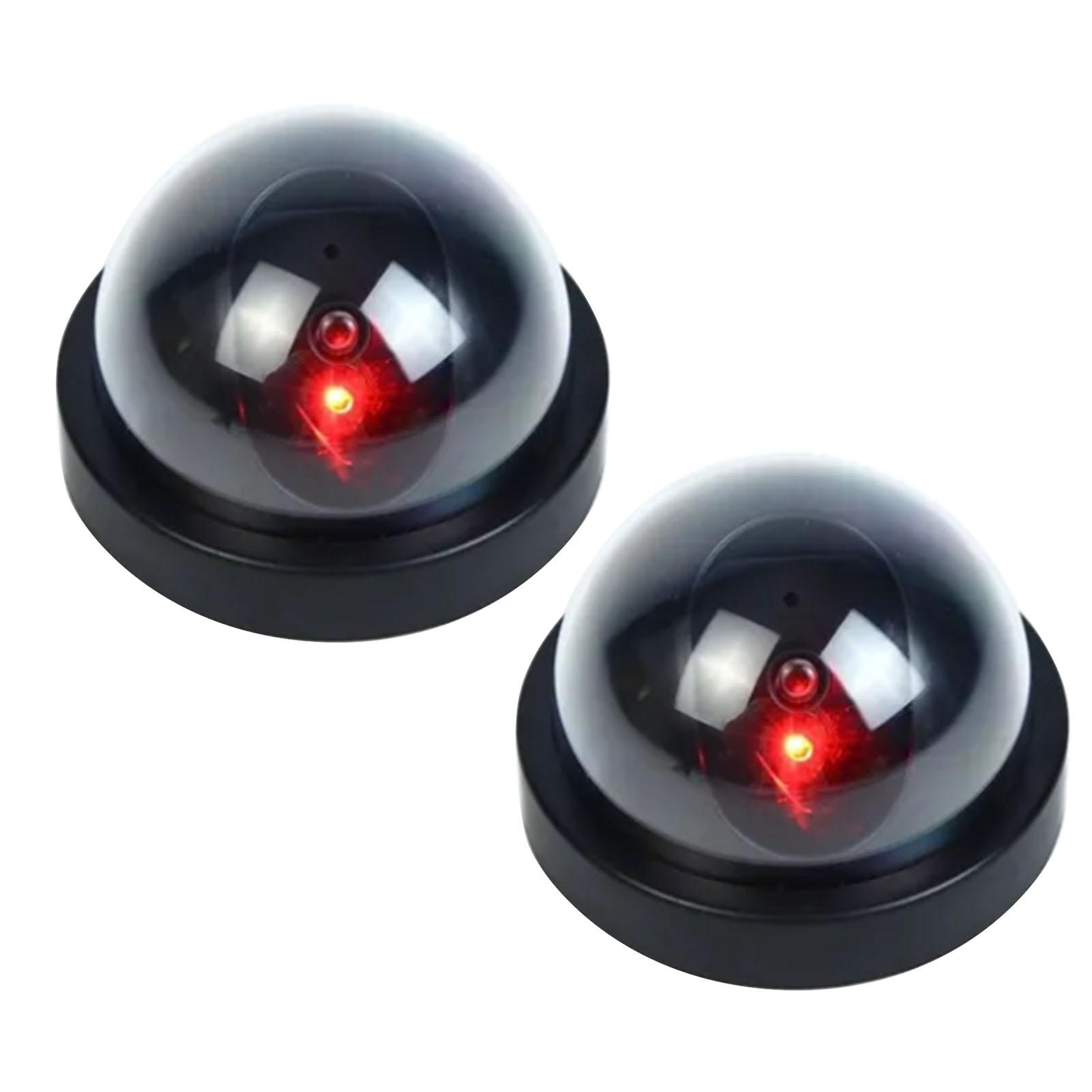 

2 Pcs Dummy Security Camera Red LED Light Flashes Fake Dome Camera for Home Businesses Indoor