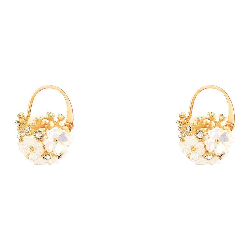 Light Luxury Niche Design Shell Flower Ball Earrings for Women Ins Trendy Internet Celebrity Same Style Flower Earrings