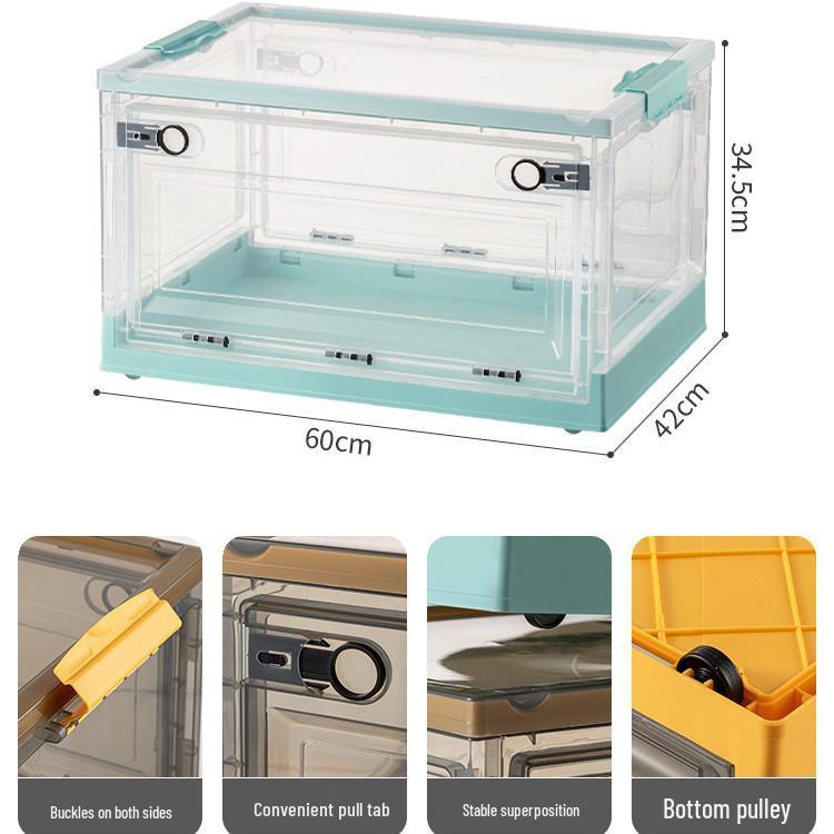 Large Outdoor Portable Transparent Foldable Storage Box for Clothes, Toys, Snacks, Books - Dustproof and Ideal for Home Use.