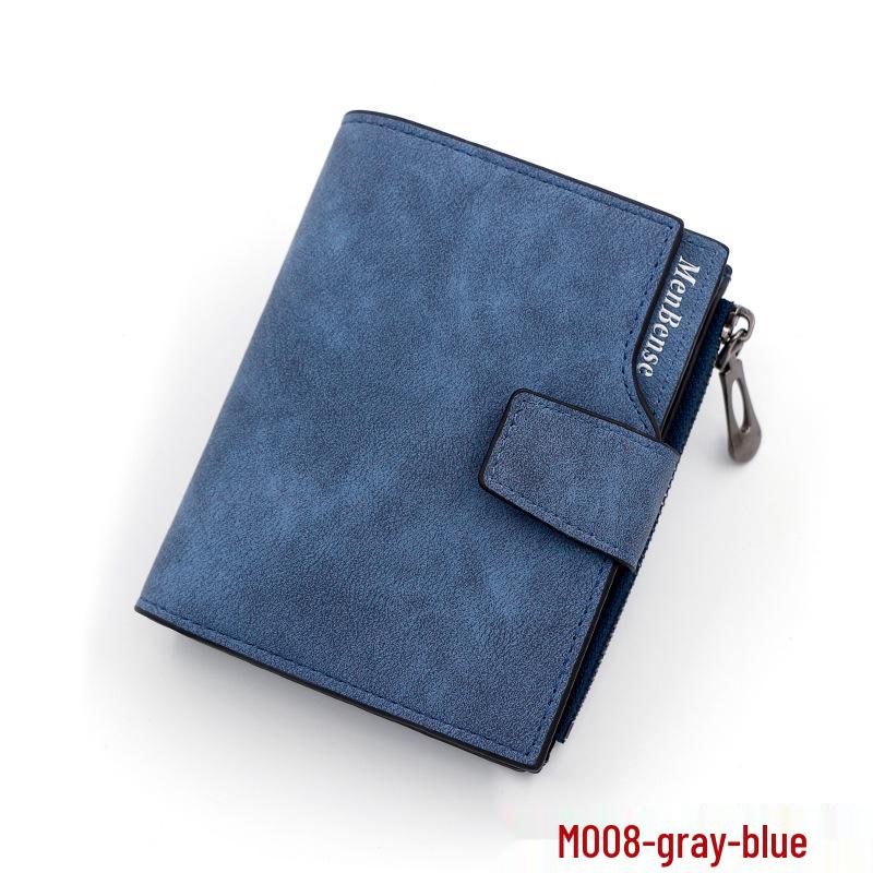 

Новый женский кошелек большой вместимости из матовой кожи на молнии, с застежкой и множеством отделений для карт серый/синий