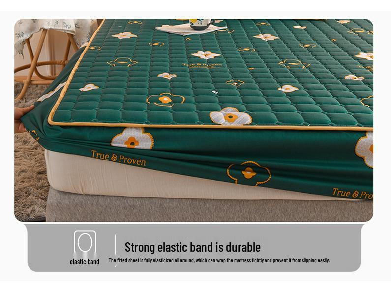 Cross-Border Quilted Fitted Sheet Set: Thick Memory Foam Protector, Dust & Moisture Resistant, Full Wrap Bedspread