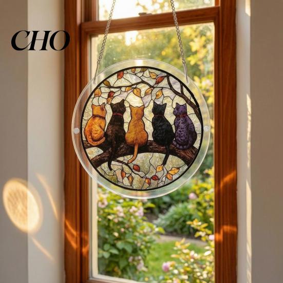 Puzzle For Adults Acrylic Jigsaw Suncatcher Colorful Cats Butterflies Flowers Window Hanging Ornament Stained Glass Style DIY Sun Catcher Kit