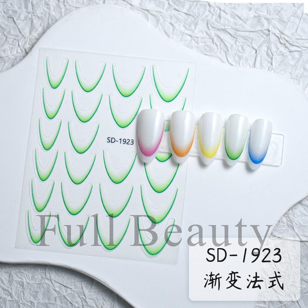 Nail Art Sticker, Anti-French Gradual Change Bronzing Hot Silver Black And White French Sticker Adhesive Nail Sticker