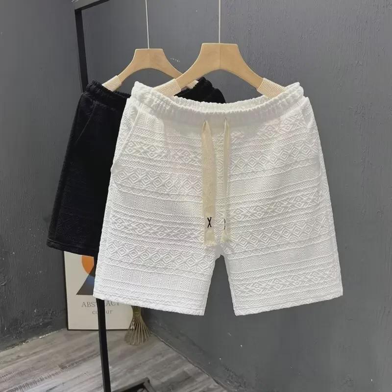 Men's Trendy White Pattern Casual Beach and Sports Shorts