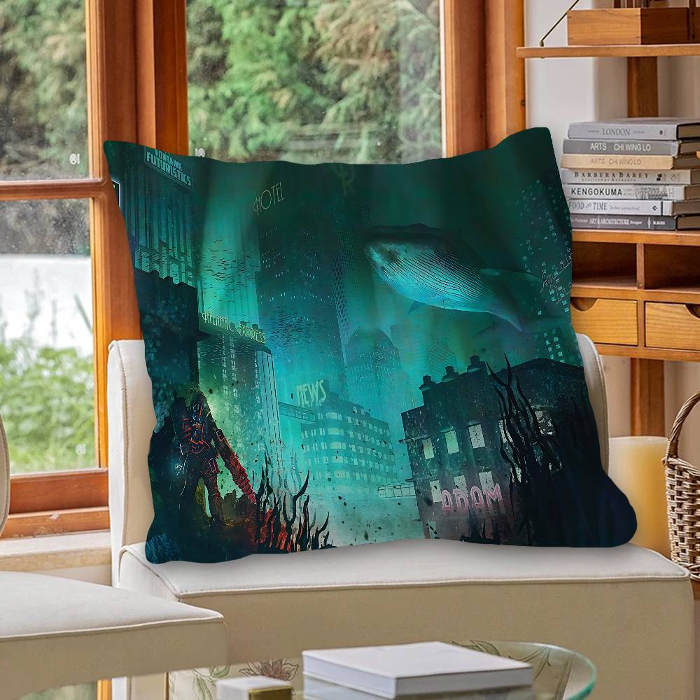 Retro B-Bioshock R-Rapture Game Office Cushion Pillowcase Car Cushion Cover45X45CM Lumbar Pillowcase Sofa Pillowcover