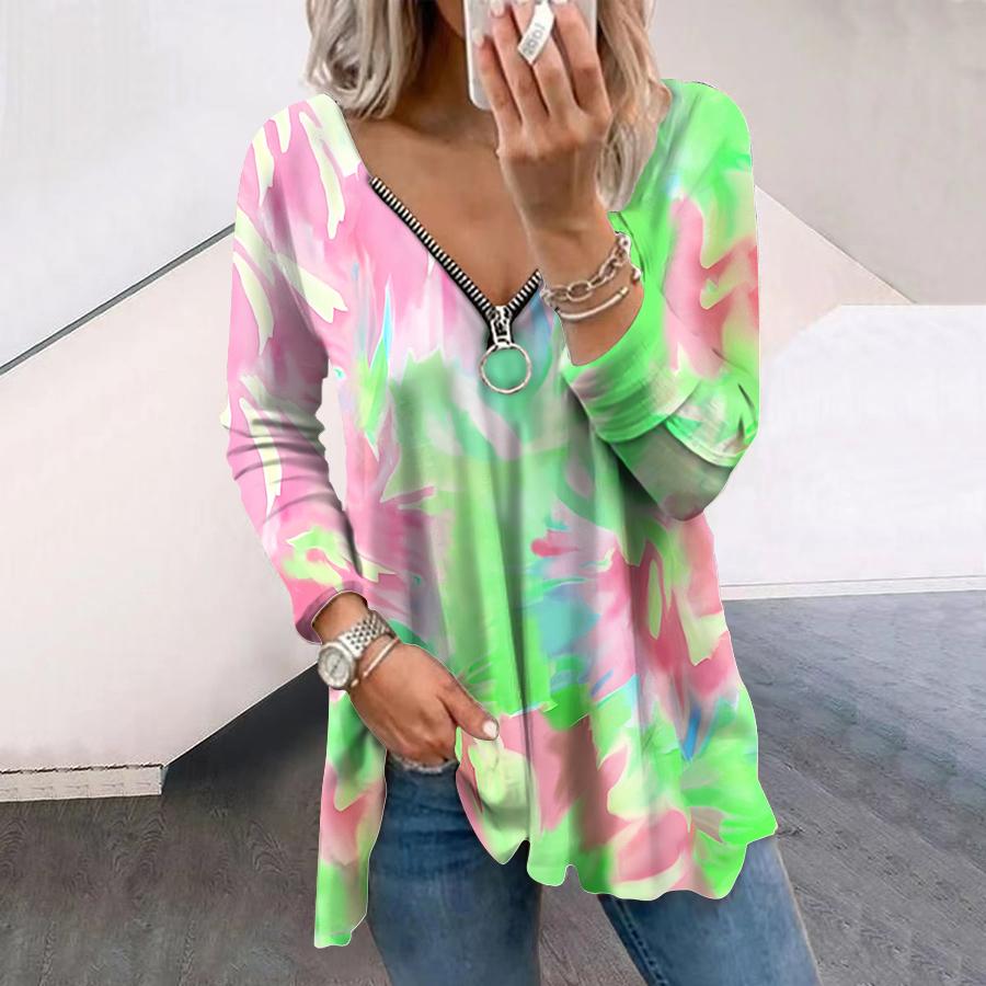 

Женские осенние футболки с длинным рукавом с цветочным рисунком, футболки с длинным рукавом, свободные футболки с V-образным вырезом больших размеров, удобные блузки