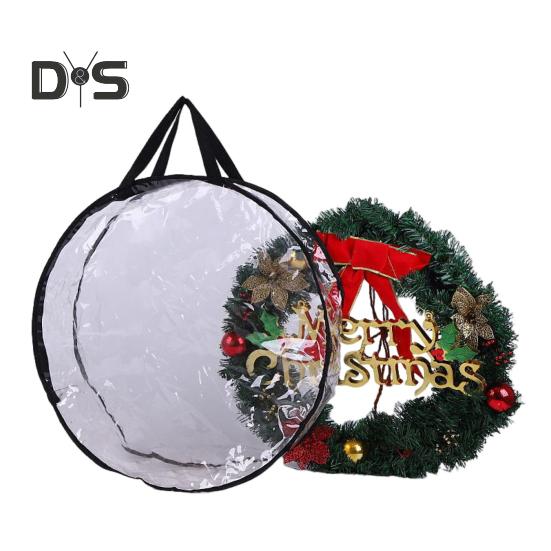 Christmas Wreath Storage Bag with Handle Zipper Closure Large Capacity Transparent Garlands Mini Trees Dustproof Organizer
