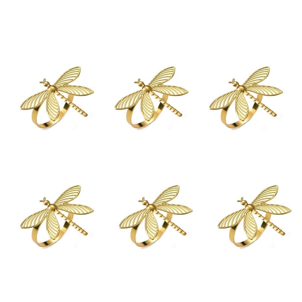6 Pieces/set Elegant Dragonfly Napkin Rings Minimalist Insect Napkin Buckle  Party Decoration