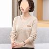 Thin Knit Sweater Women Fashion Collar Middle Age Ladies Long Sleeve Base Layer Top