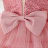 2026 Girls' V-Neck Mesh Cake Skirt Dress - Birthday & Flower Girl Party Outfit