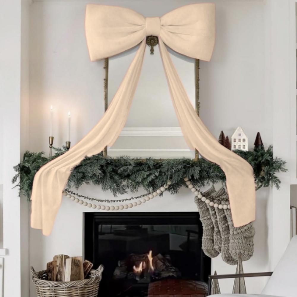 180x50cm Velvet Flocked Christmas Bow for Christmas Tree Wedding Room Decoration Front Doors Outdoor Activities Party Decor