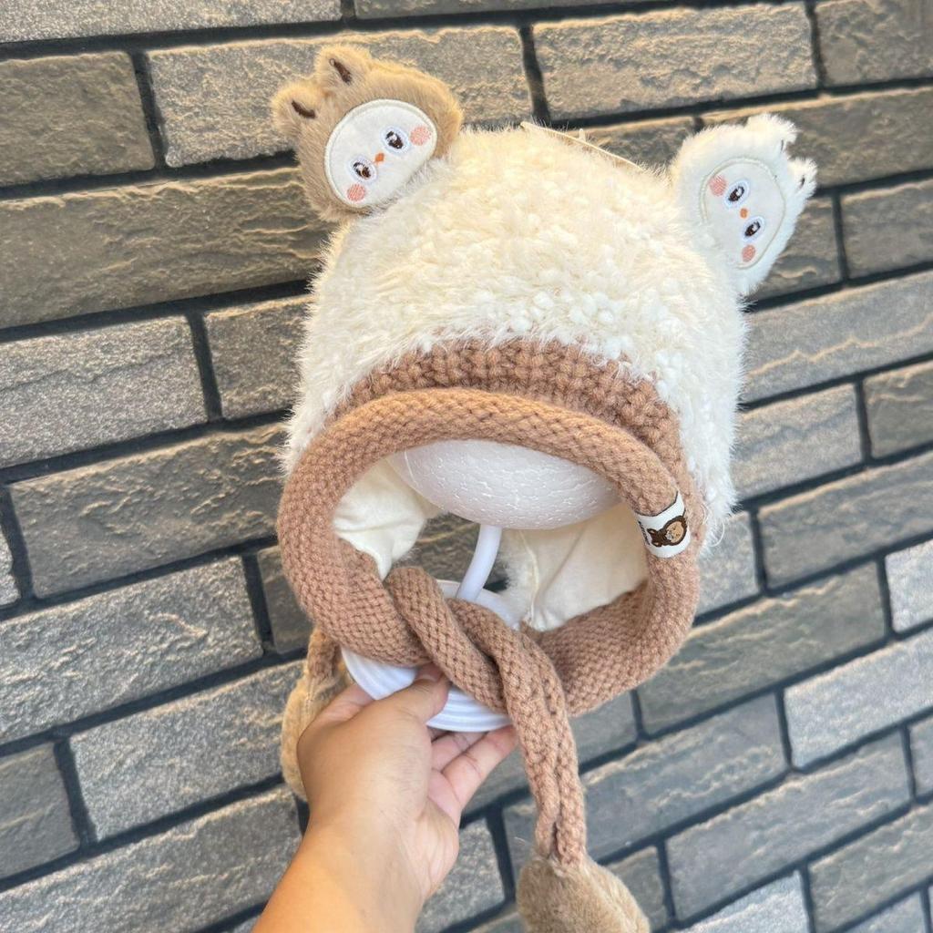 Cozy Autumn/Winter Baby Velvet Cartoon Knit Hat with Ear Protection for Girls - Super Cute and Warm