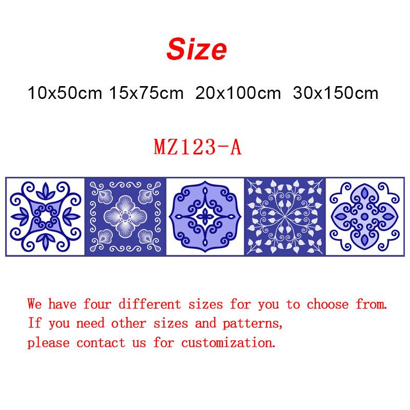 Purple Flower Pattern Strip Tiles Floor Wall Sticker Kitchen Bathroom Furniture Renovation Home Decor Wallpaper Peel & Stick Art Mural