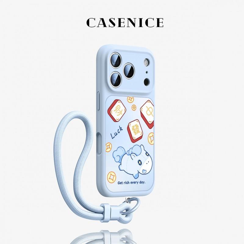 Liquid Silicone Phone Case IPhone 17 Pro Max Full Coverage Drop Protection With Lanyard Strap Slim Fit Women