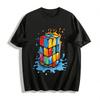 Melting Rubik's Cube Print Tshirt Trendy Streetwear Casual Top Pure Cotton T-shirt