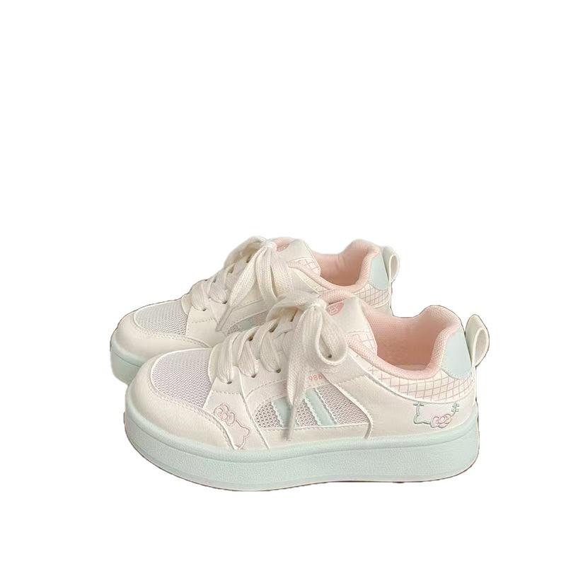 Summer mesh breathable board shoes women's 2025 new thick-soled versatile white shoes student casual bread shoes Korean