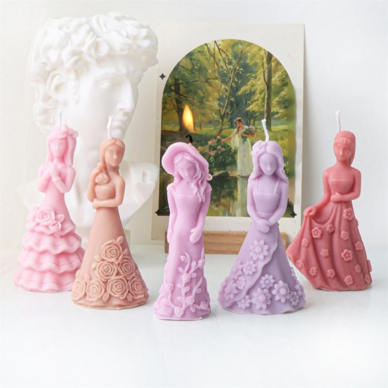 Flexible Silicone Mold Handmade Scented Candle Mould Flower Dress Girl Aromatherapys Jewelry Mold Home Decorations
