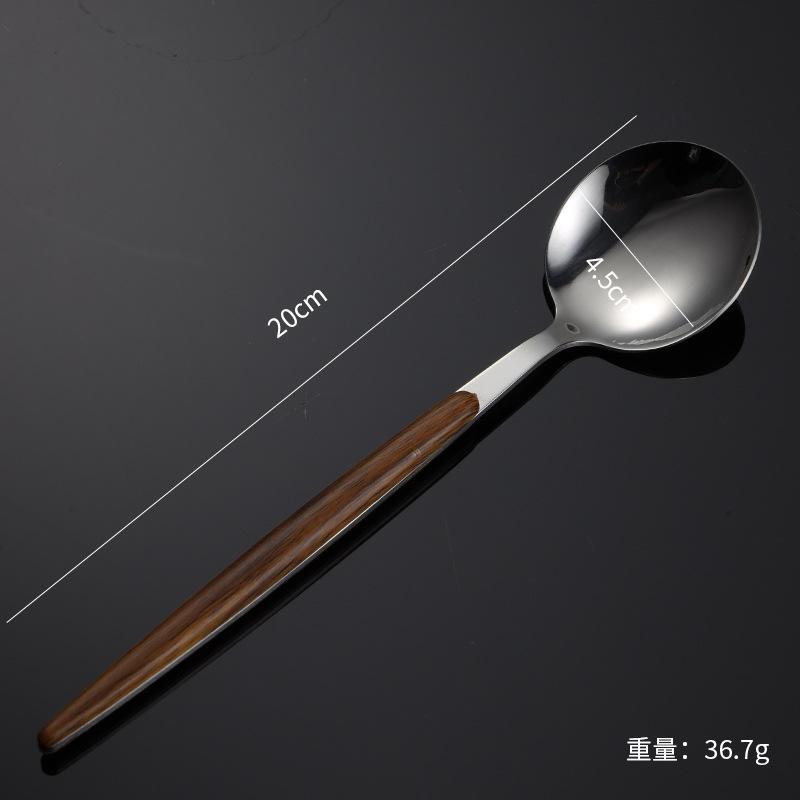 430 stainless steel handle Portuguese tableware knife fork spoon set Steak knife Japanese wood grain housewarming gift