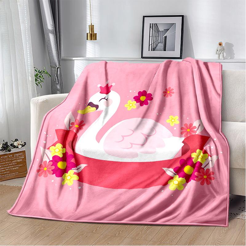 HD Cartoon Cute Swan Cygnus Soft Plush Blanket,Flannel Blanket Throw Blanket for Living Room Bedroom Bed Sofa Kids Cover Gitt 3D