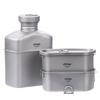 Titanium Canteen Mess Kit with Water Bottle Ultralight Portable 1100ML Pot with 750ML and 400ML Stackable Cups for Outdoor Camp Pot,