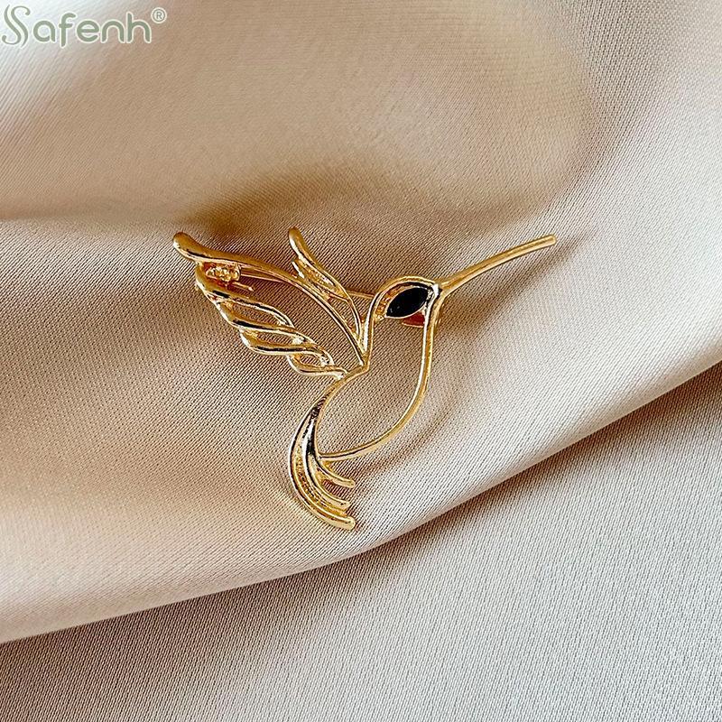 

New Hollow Hummingbird Brooches For Women Unisex Animal Pins Event Party Backpack Decoration Clothes Accessories золотой