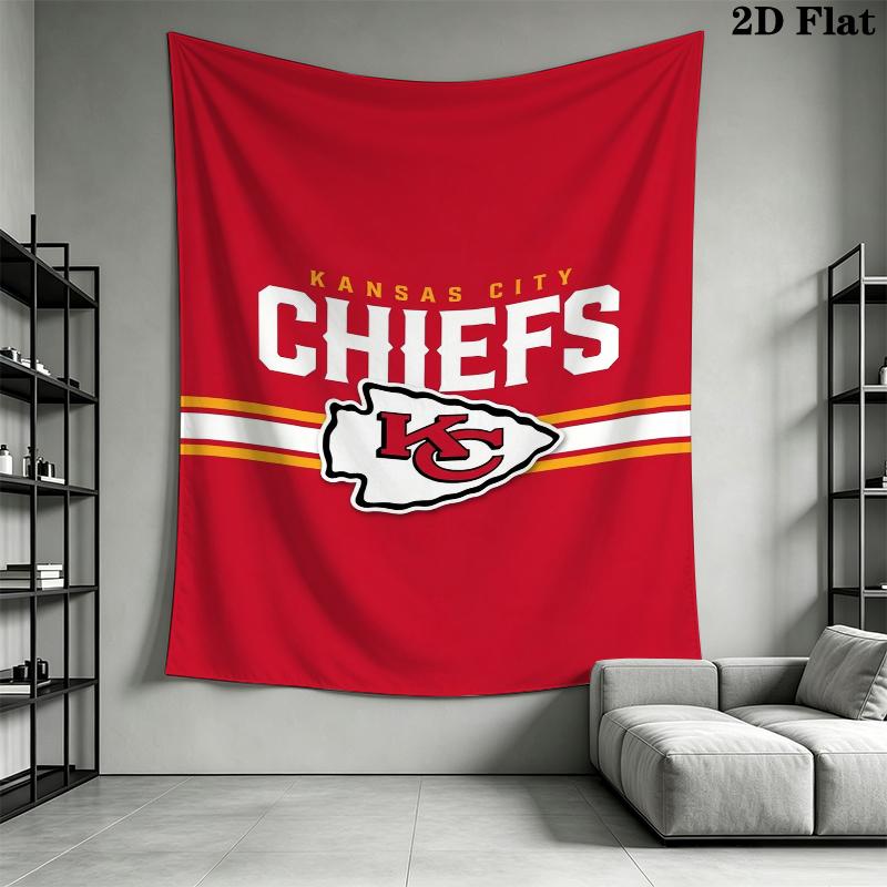 Kansas City Chiefs Wall Tapestry Aesthetic Wall Hanging Printed Fabric Blanket Decorative Tapestries for Bedroom Living Room Home Decor